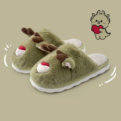 Cute Cartoon Cotton Slippers – Warm Velvet Indoor Shoes