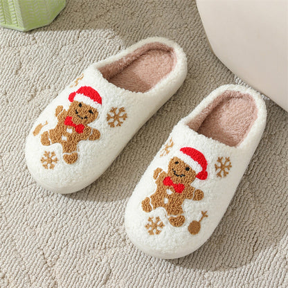 Christmas Snowflake Slippers – Women’s Cozy Gingerbread House Shoes