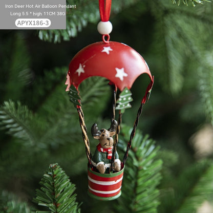 Nordic Iron Hot Air Balloon Christmas Pendant – Creative Parachute Tree Hanging Decoration