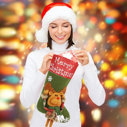 2025 New Year 3D Plush Christmas Stocking Set – Large Xmas Socks Tree Hanging Decorations