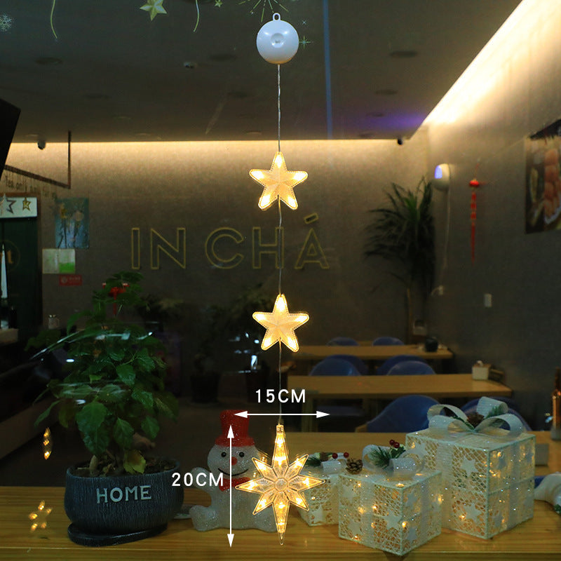 3pcs LED Christmas Star Hanging Lights – Window & Tree Decorations for Home and New Year