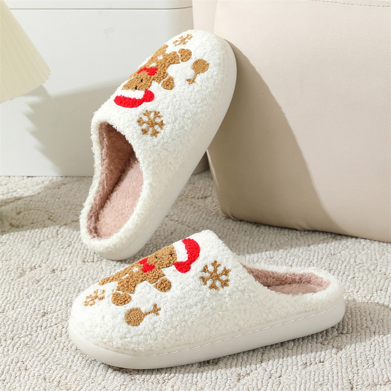 Christmas Snowflake Slippers – Women’s Cozy Gingerbread House Shoes