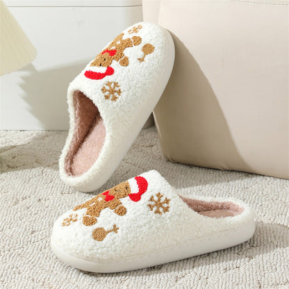Christmas Snowflake Slippers – Women’s Cozy Gingerbread House Shoes