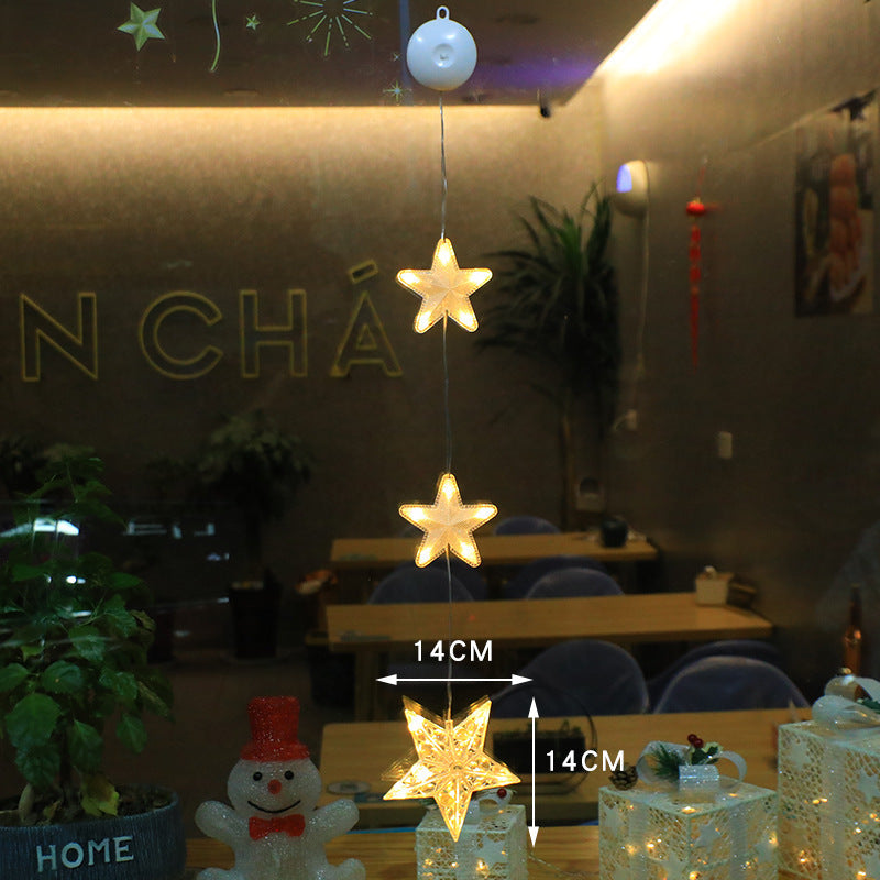 3pcs LED Christmas Star Hanging Lights – Window & Tree Decorations for Home and New Year