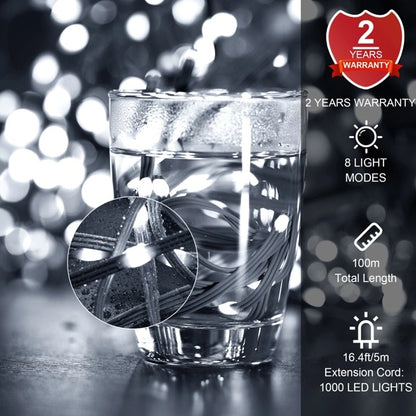 1000LED 328Ft Christmas Rope Lights – Outdoor Decorative String Lights with Strobe Effect