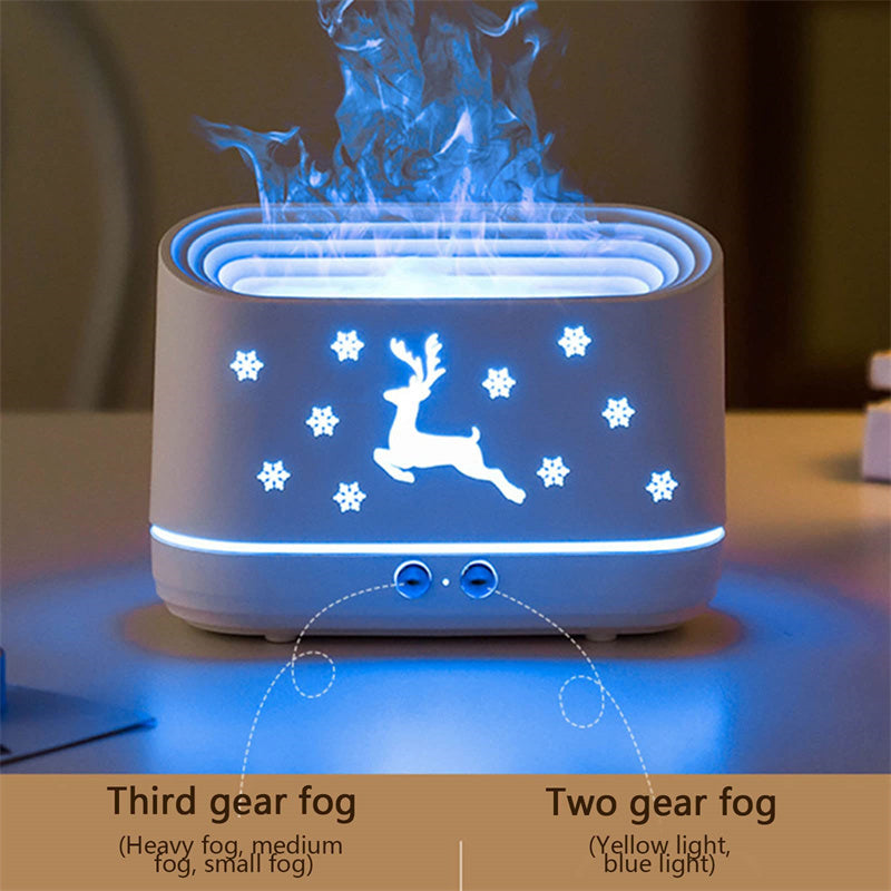 Elk Flame Humidifier & Diffuser – Christmas Home Atmosphere Lamp