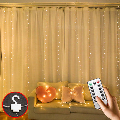 LED Curtain String Lights – USB Fairy Light Garland with Remote Control for Christmas & Home Décor