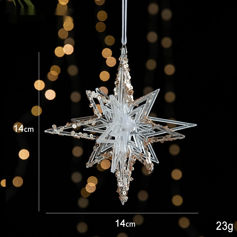 Acrylic Christmas Pendant – Transparent Sequin Holiday Decoration