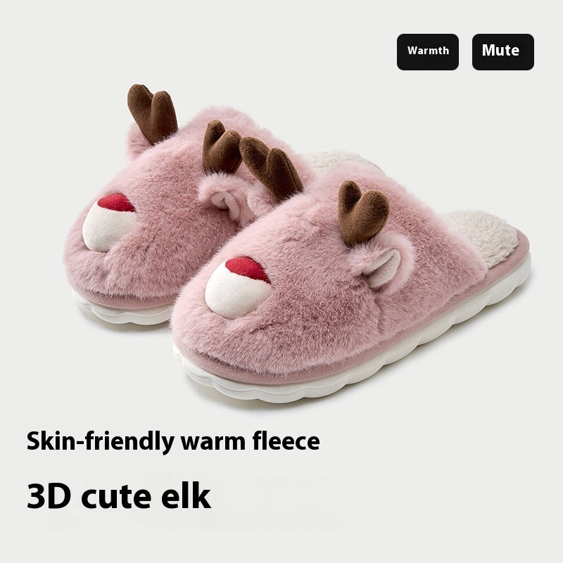 Cute Cartoon Cotton Slippers – Warm Velvet Indoor Shoes