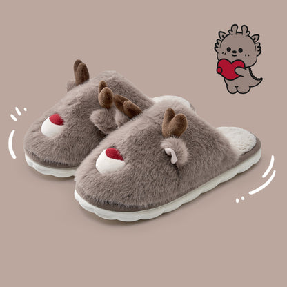 Cute Cartoon Cotton Slippers – Warm Velvet Indoor Shoes