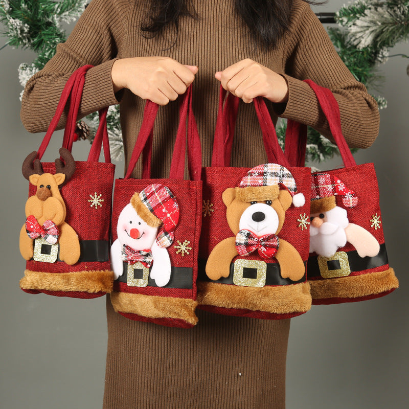 Christmas Candy Gift Tote Bags for Kids – Cute Santa, Elk, Snowman & Bear Handbags