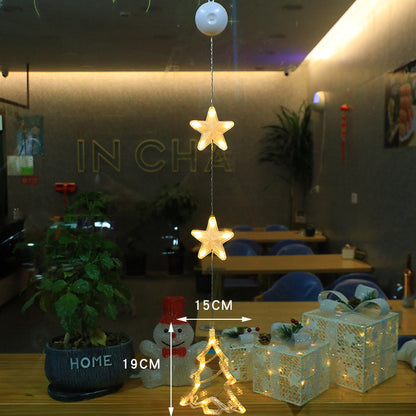 3pcs LED Christmas Star Hanging Lights – Window & Tree Decorations for Home and New Year