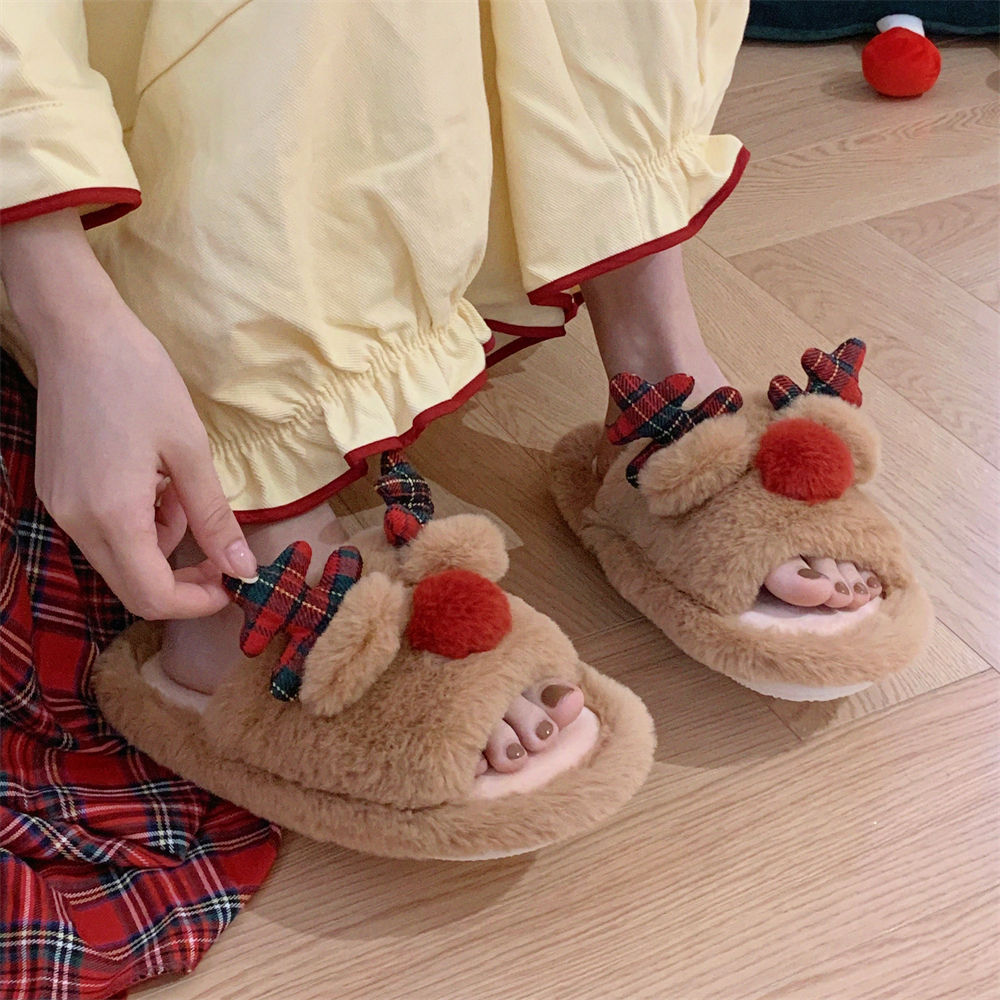 Cute Cartoon Fluffy Slippers – Women’s Cozy Cotton Indoor Shoes