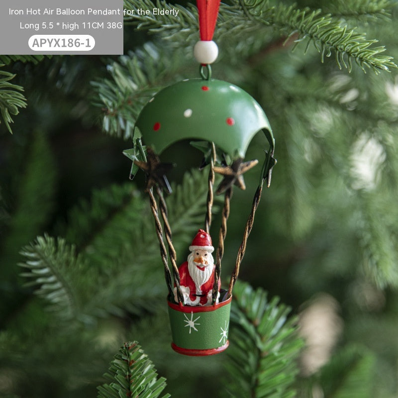 Nordic Iron Hot Air Balloon Christmas Pendant – Creative Parachute Tree Hanging Decoration