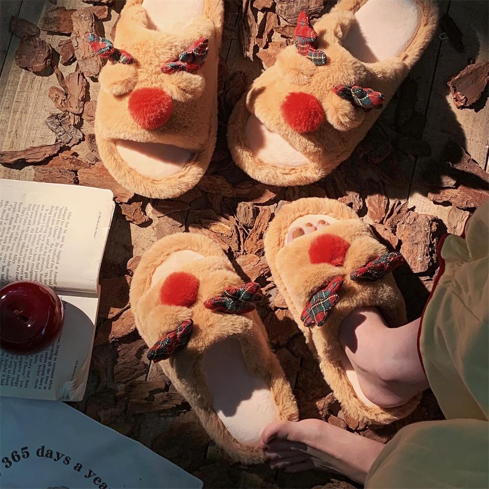 Cute Cartoon Fluffy Slippers – Women’s Cozy Cotton Indoor Shoes