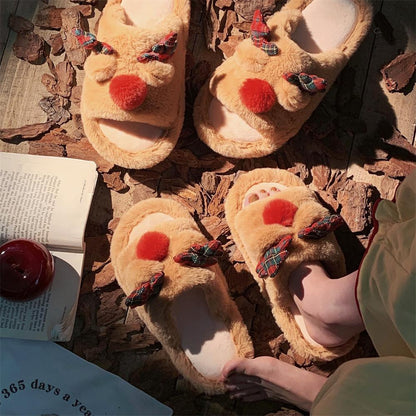 Cute Cartoon Fluffy Slippers – Women’s Cozy Cotton Indoor Shoes