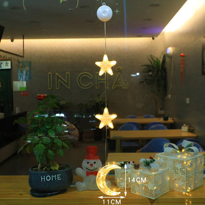 3pcs LED Christmas Star Hanging Lights – Window & Tree Decorations for Home and New Year