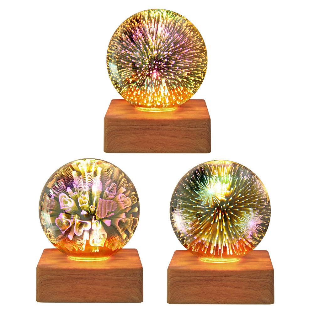 3D Firework Crystal Ball Night Light – USB LED Christmas Home Decor