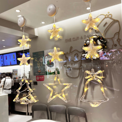 3pcs LED Christmas Star Hanging Lights – Window & Tree Decorations for Home and New Year