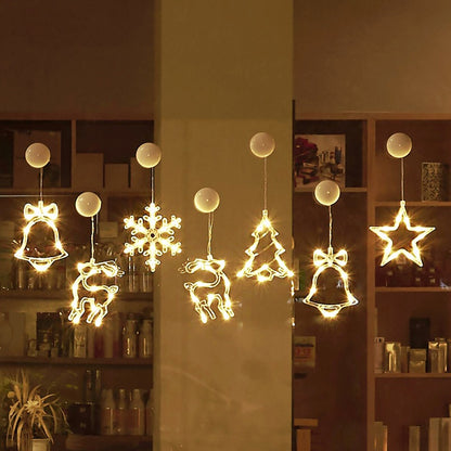 LED Star String Curtain Lights – Christmas Tree & Snowman Holiday Home Decoration