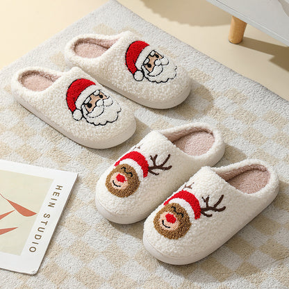 Cute Santa Claus Slippers – Warm Christmas Home Shoes for Couples