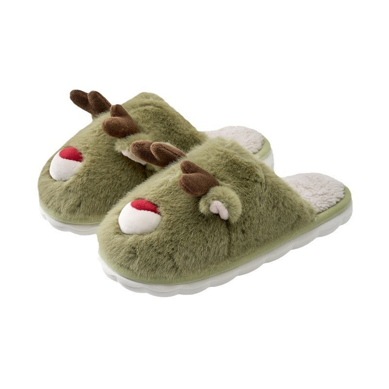 Cute Cartoon Cotton Slippers – Warm Velvet Indoor Shoes