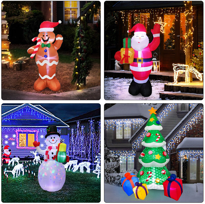 Christmas Inflatable LED Santa, Snowman & Tree – Glowing Outdoor Yard and Garden Decoration
