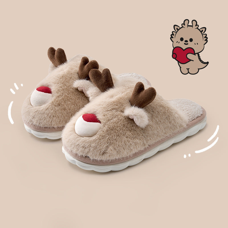Cute Cartoon Cotton Slippers – Warm Velvet Indoor Shoes