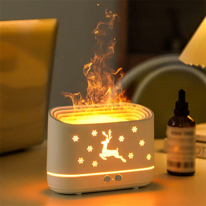 Elk Flame Humidifier & Diffuser – Christmas Home Atmosphere Lamp