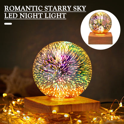 3D Firework Crystal Ball Night Light – USB LED Christmas Home Decor