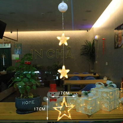 3pcs LED Christmas Star Hanging Lights – Window & Tree Decorations for Home and New Year
