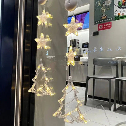 3pcs LED Christmas Star Hanging Lights – Window & Tree Decorations for Home and New Year