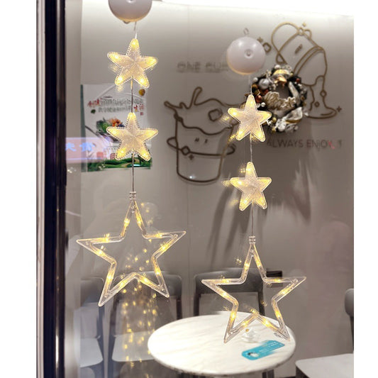 3pcs LED Christmas Star Hanging Lights – Window & Tree Decorations for Home and New Year