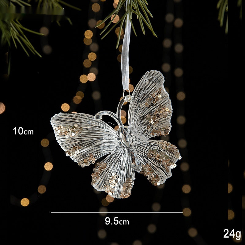 Acrylic Christmas Pendant – Transparent Sequin Holiday Decoration