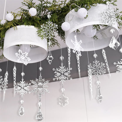 10pcs Acrylic Ice Strip Christmas Tree Hanging Ornaments Snow Ceiling Decorations for Home & New Year